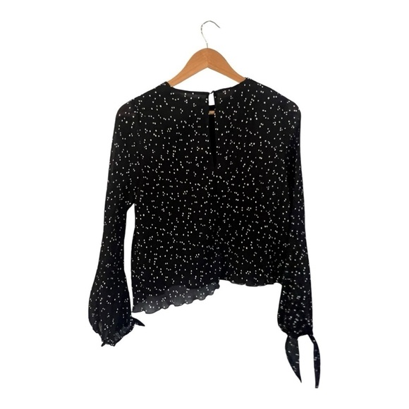 ZARA Polka Dot Pleated Blouse Black White Size Small - Picture 3 of 5